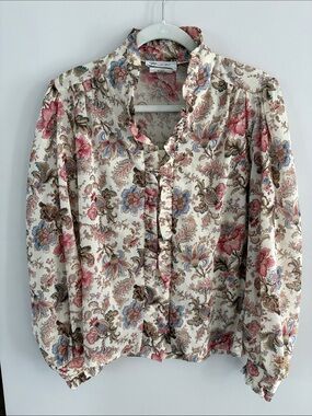 Vintage 80’s Floral ruffle blouse Teddi of California Size 12
